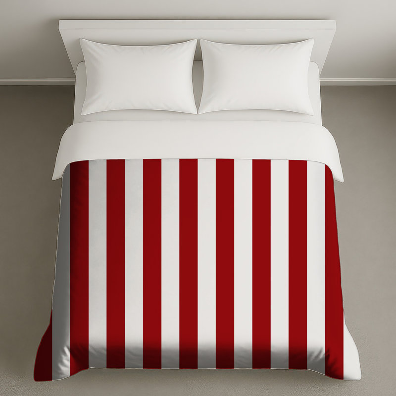 Red White Stripes Duvet Covers, Lit simple