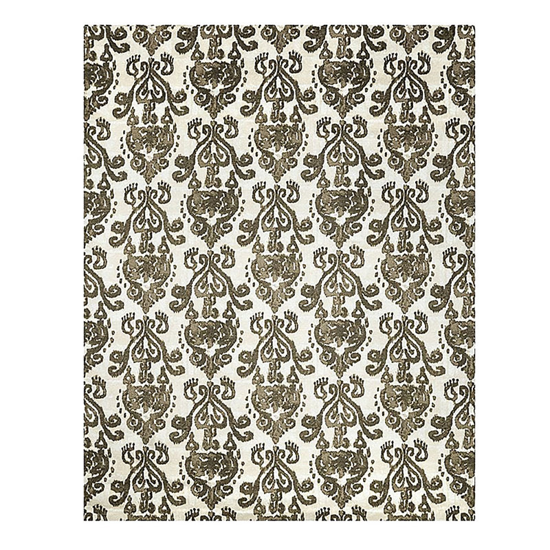 Tapis abstrait vert / beige Trieu, Rectangle 8 pi x 10 pi