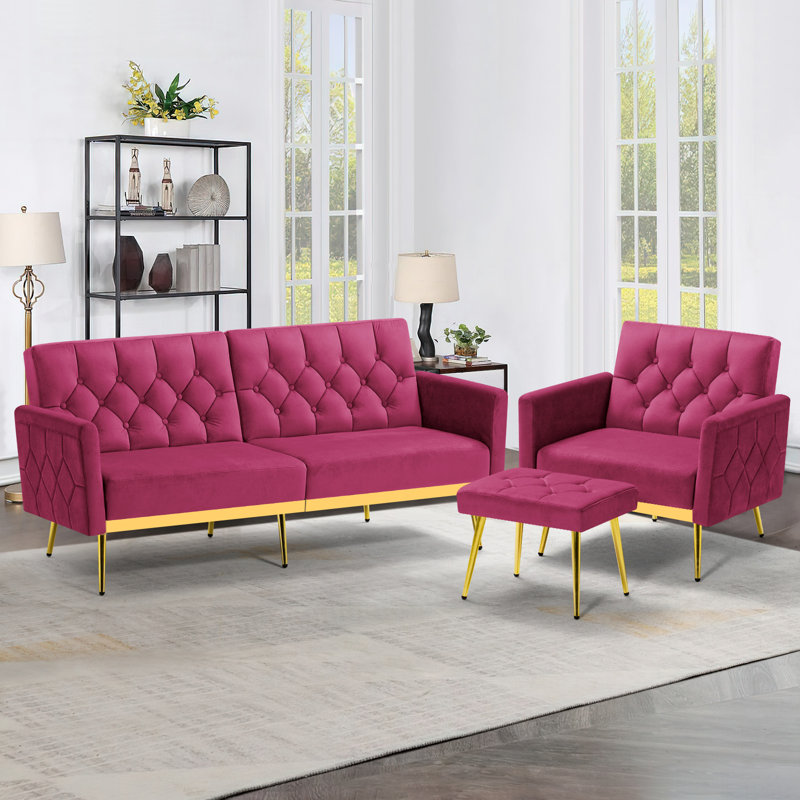 2 - Piece Velvet Living Room Set, Fuchsia