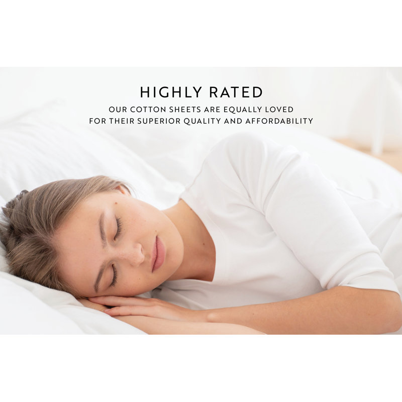 Twin White Cotton Solid Sheet Set with Pillowcase