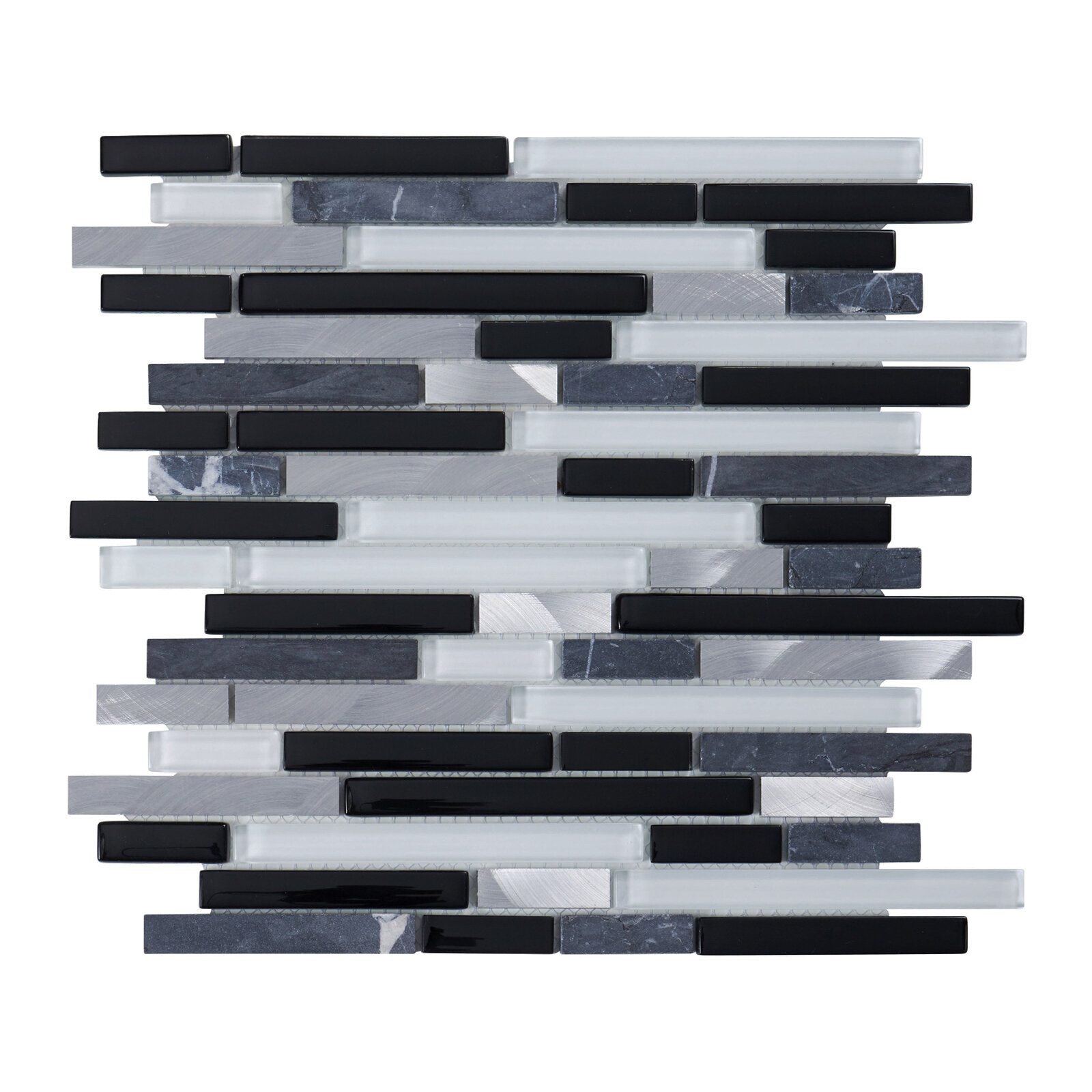 TDKTG-02 Mix Grey Black Metal Paint Effect Brick Glass Mosaic tile