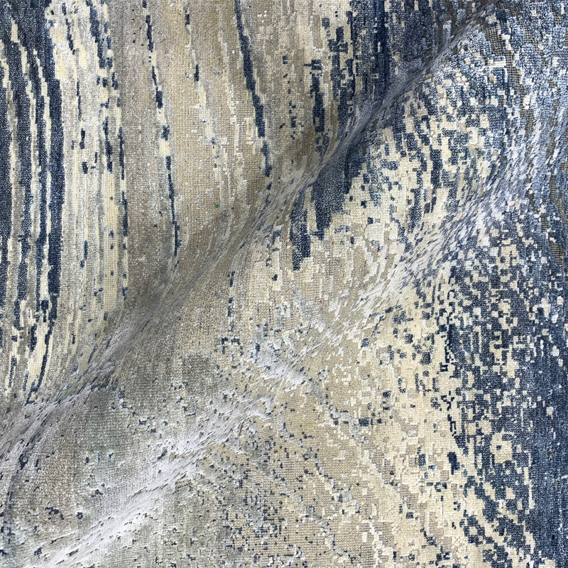 Hand Knotted Abstract Area Rug, Rectangle 10' x 14'