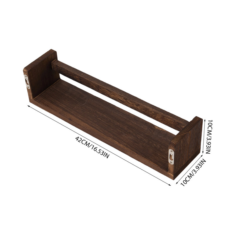 3 Piece Wood Floating Shelf, Rustic Brown
