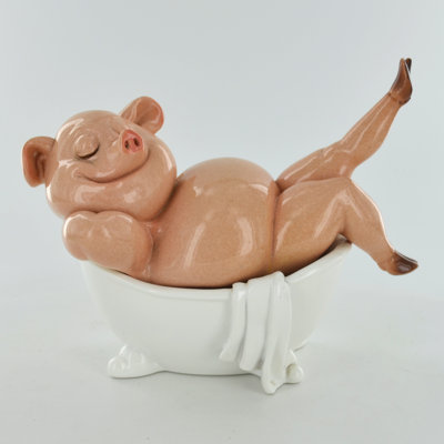 Denison Pig in the Bath Figurine
