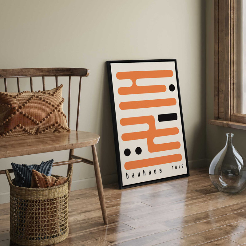 Impression sur toile orange Bauhaus, H 18,75 po x l 12,75 po, Noir satiné