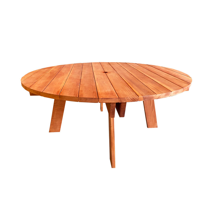 Table de pique-nique ronde Redwood, L 60 po x L 60 po x H 30,50 po