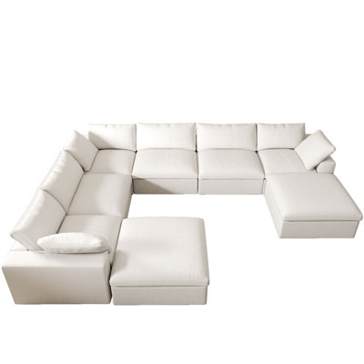 Kenda 8 - Piece Upholstered Linen Slipcovered Sectional
