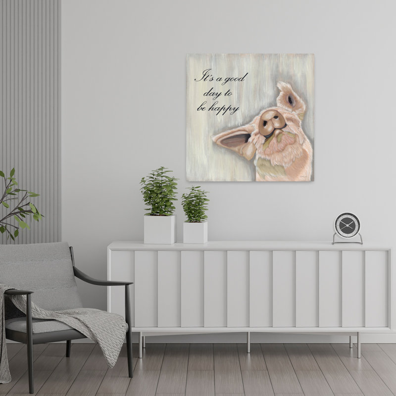It's Good Day To Be Happy Whimsical Contemporary Art, 24" H x 24" W