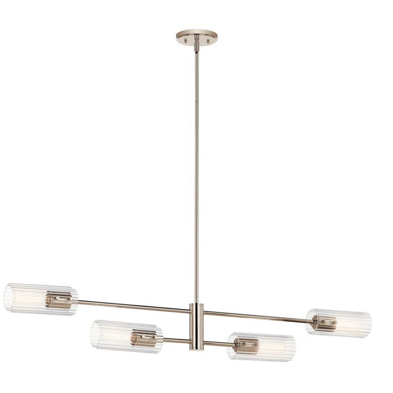 Lustre linéaire 4 lumières 47,50 ", Nickel poli