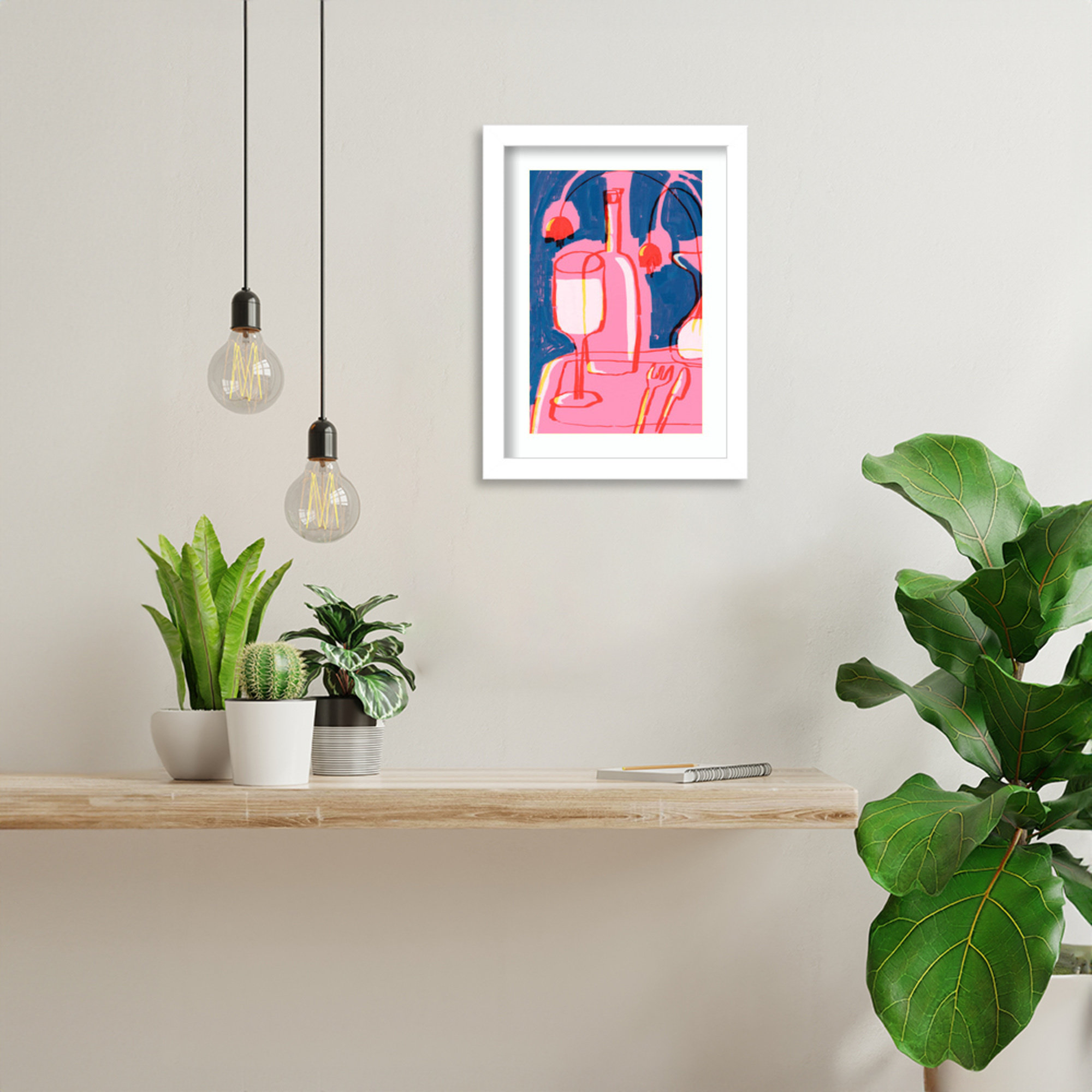 Neon Still Life No 4 by Treechild Wood Framed Wall Art Print, White, 13" H x 10" W