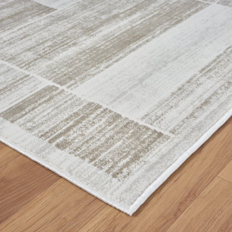 Huseman Beige Cityscape Block Area Rug, Rectangle 9'6" x 13'