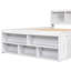 Lit blanc avec tête de lit bibliothèque, rangement sous le lit et rangement pour tête de lit double, sous le lit-36352354