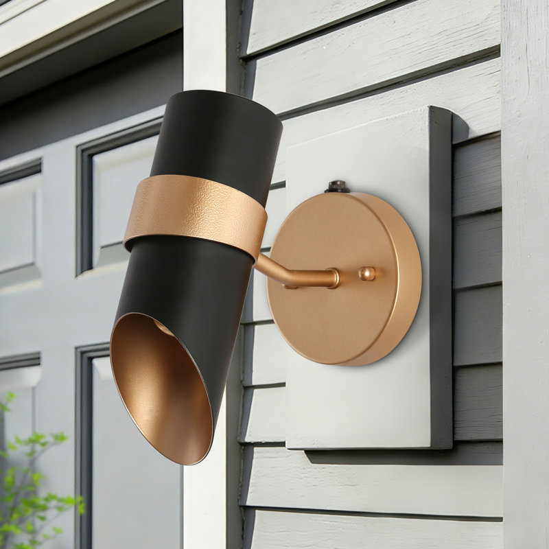 Justyce 1- Light Dusk to Dawn Modern Outdoor Wall Sconce, Black