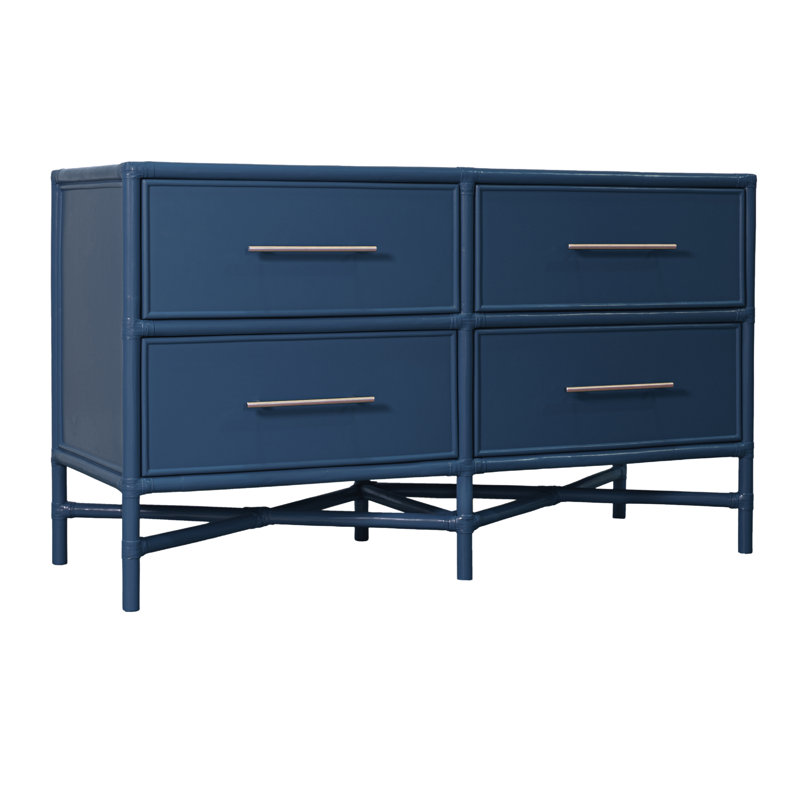 Venice 4 Drawers 54" W Double Dresser, Navy Blue