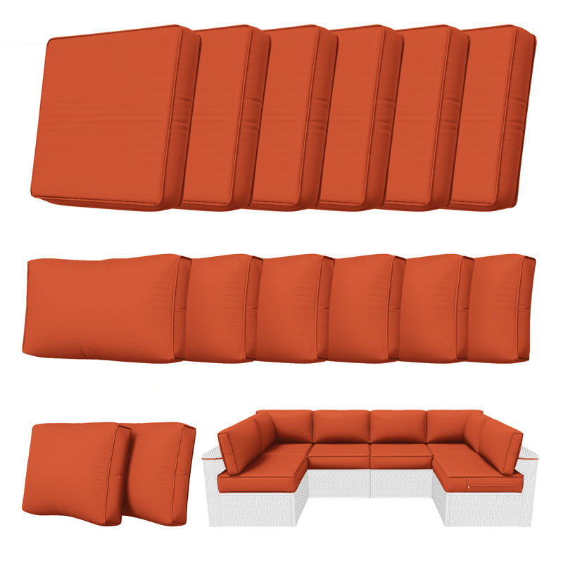 Ensemble de coussins de siège / dossier de remplacement pour l'extérieur de 5 po (ensemble de 6 coussins, 6 dossiers, 2 coussins d'angle) - Ensemble de coussins seulement