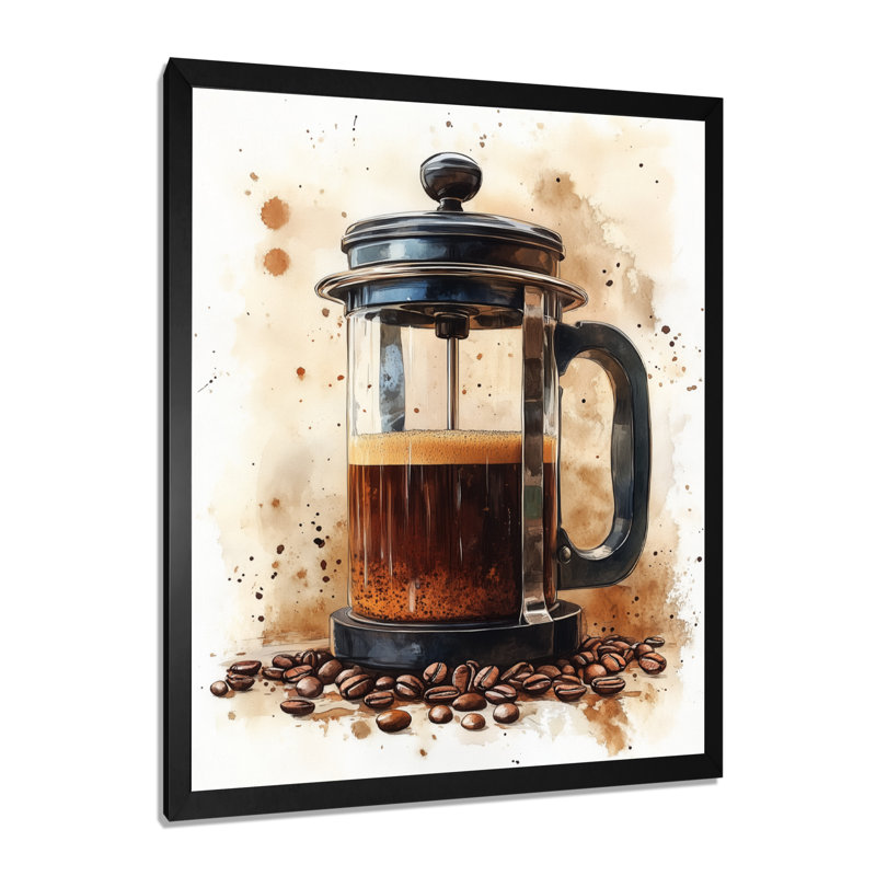 Café à la française le matin - Nature morte de cuisine encadrée, H 20 po x l 12 po, Black Picture Framed