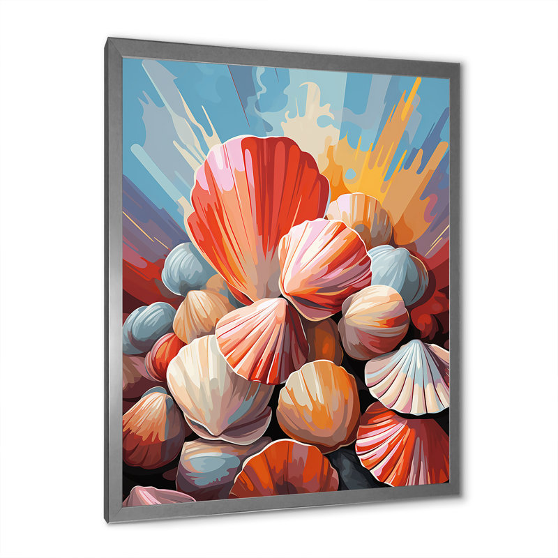Impression sur toile Veendam Seashells Pop Art, H 32 po x l 16 po x P 1 po, Cadre photo argenté