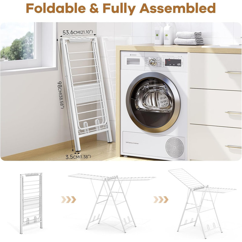 Séchoir à vêtements pliable, support à linge pliable en métal, porte-vêtements ultra-mince Gullwing