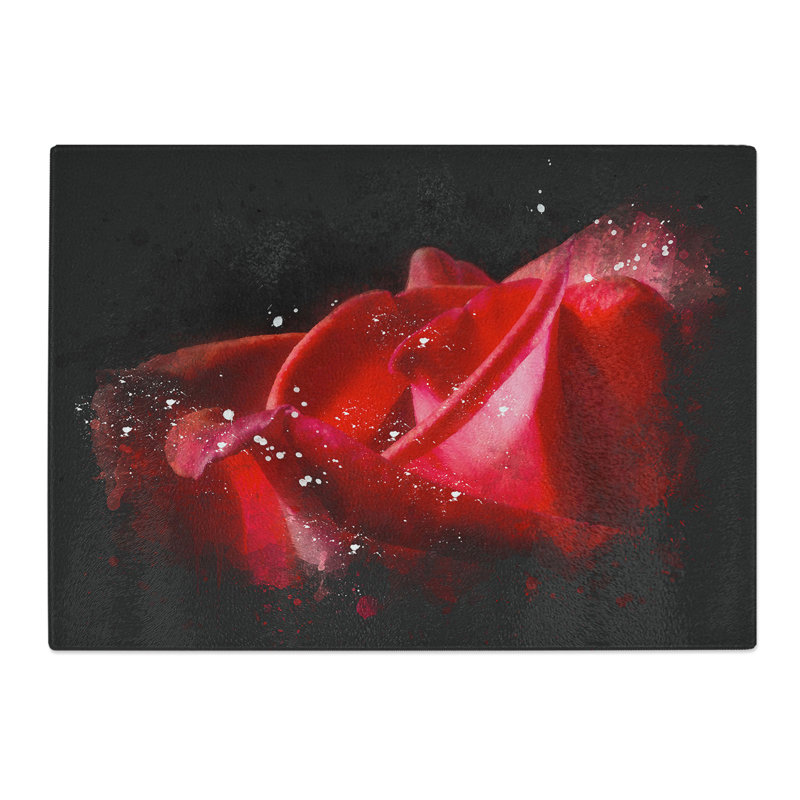 Rose Flower Vol.1 Paint Splash Chopping Board, 0.4cm H x 20cm W x 28.5cm L