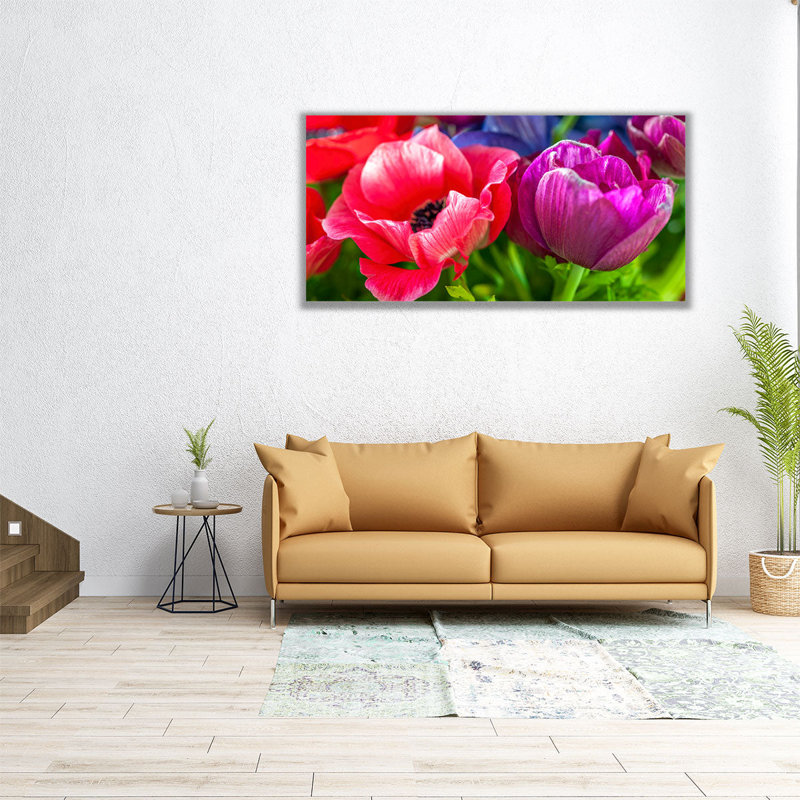 Gros plan sur une fleur d'anémone - reproduction d'art sur toile, H 10 po x l 20 po