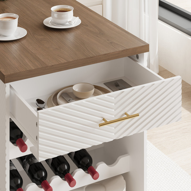 Îlot de cuisine sur roulettes l 39 po x P 23 po x H 35 po, chariots à roulettes avec support à vin, chariot à micro-ondes avec grand rangement