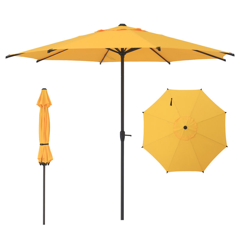 Parasol de marché à manivelle Lyon, L 108 po x P 108 po, Jaune