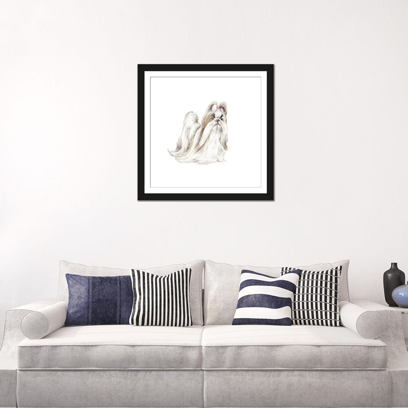 « original shih tzu », reproduction sur toile, H 26 po x l 26 po x P 1,5 po, Papier d'art encadré noir, Pas de tapis