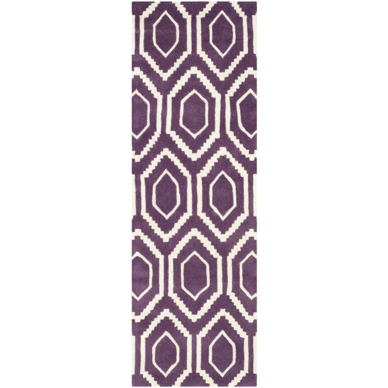 Tapis en laine touffeté à la main Deedie, Tapis de couloir 2 pi 3 po x 7 pi
