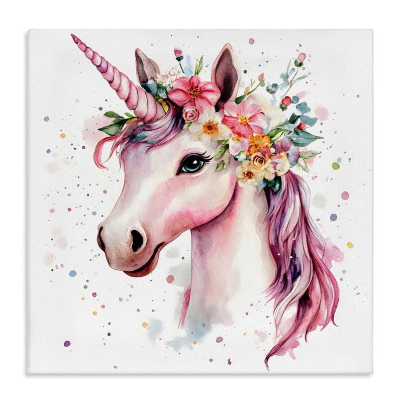 Majestic Unicorn Modern Splatter Canvas, design par Creative Studio, H 36 po x l 36 po