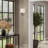 1 Light English Bronze ADA Sconce With Hand Crafted Oatmeal Fabric Shade With White Fabric Inside-71732291