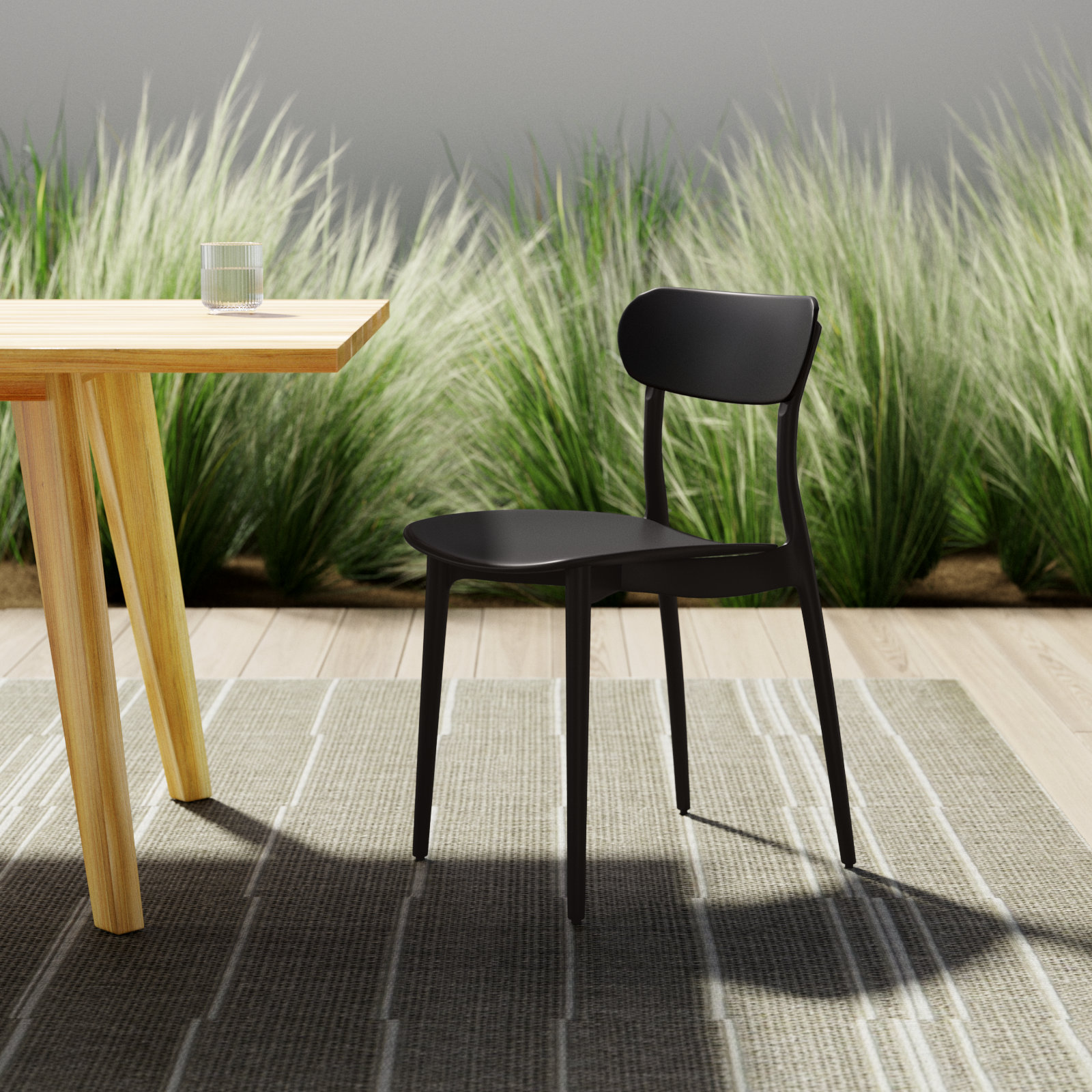 Romona Patio Side Chair, Black