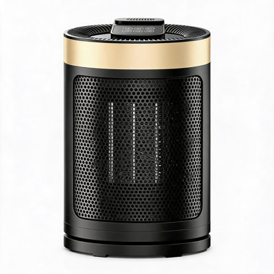 Chauffage d'appoint en céramique – Chauffage PTC 1500 W avec deux niveaux de puissance, protection contre la surchauffe et interrupteur anti-basculement, conception compacte et portable pour chambre, bureau et petits espaces