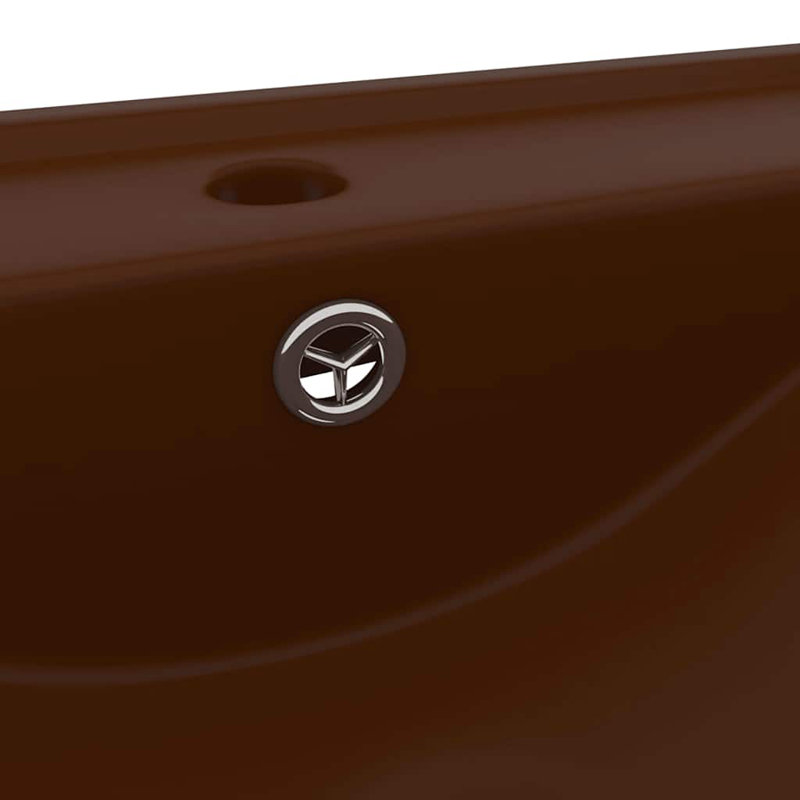 Belfry Bathroom Grenkie 600mm L x 460mm W Ceramic Rectangular Sink with Overflow, Dark Brown