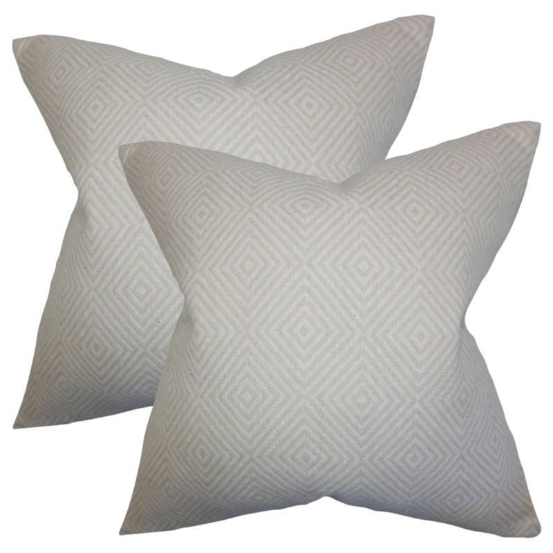 Geometric Feather Reversible Throw Pillow