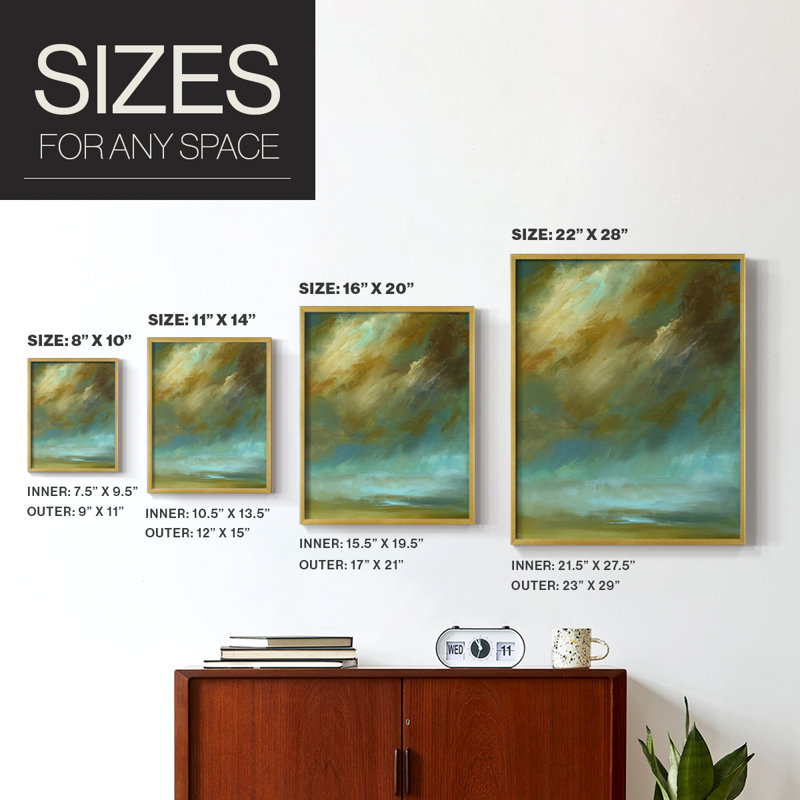 «Decembre Sky», reproduction encadrée - bois massif, H 30 po x l 24 po, Doré
