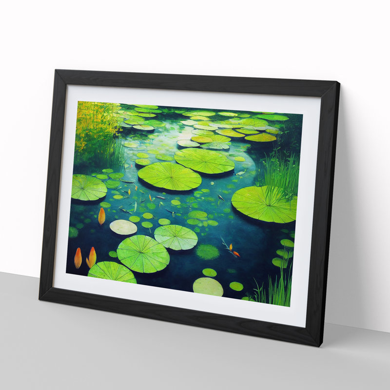 Impactful Pond - Single Picture Frame Print, Black, 46cm H x 64cm W x 2cm D