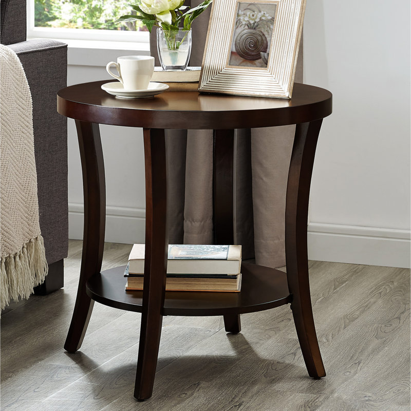 Oval Table - Wood Veneer Display With Extra Shelf Contemporary Shelf, Veneer, Expanded, Espresso