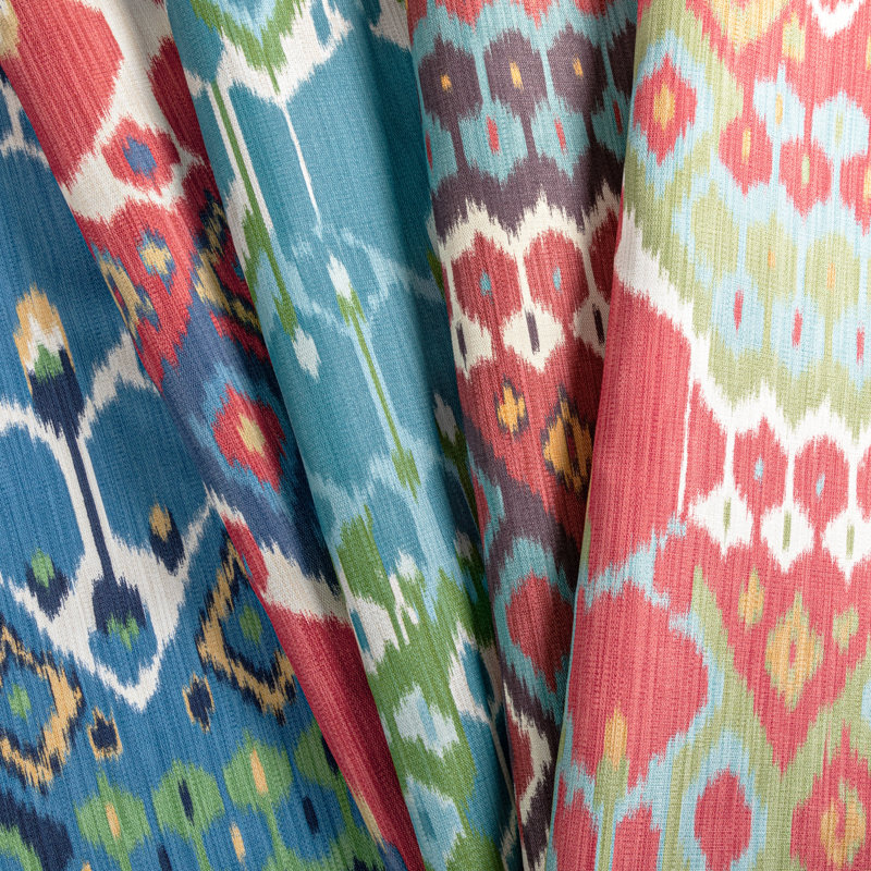 Manoir Bonnieux Linen Blend Fabric, Berry/Aqua