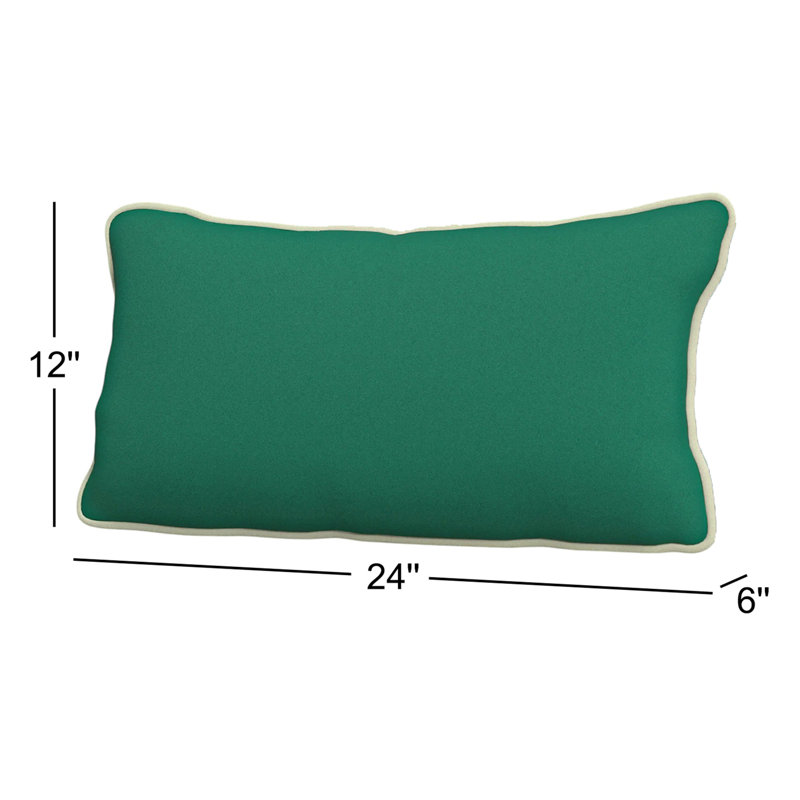 Housse et insert de coussin d'extérieur rectangulaire Rene, 12 po x 24 po, Vert