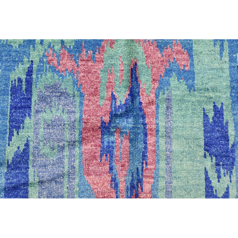 Hand Knotted Wool Ikat Indoor Rug