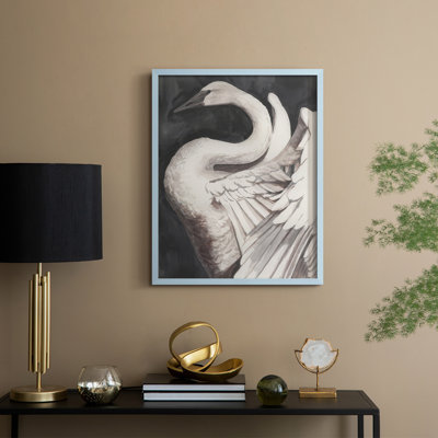 Swan Dance II, reproduction encadrée - bois massif