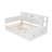 Full Size Wood Daybed with Trundle, Storage Shelves, Bench, Charging Station and Upholstered Headboard, White+Cream White Cushion-912639585