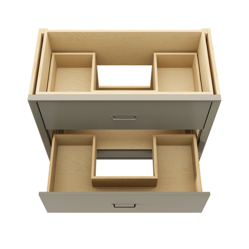 Meuble-lavabo simple à deux tiroirs Alexandra, Olive française, 42", Nickel satiné