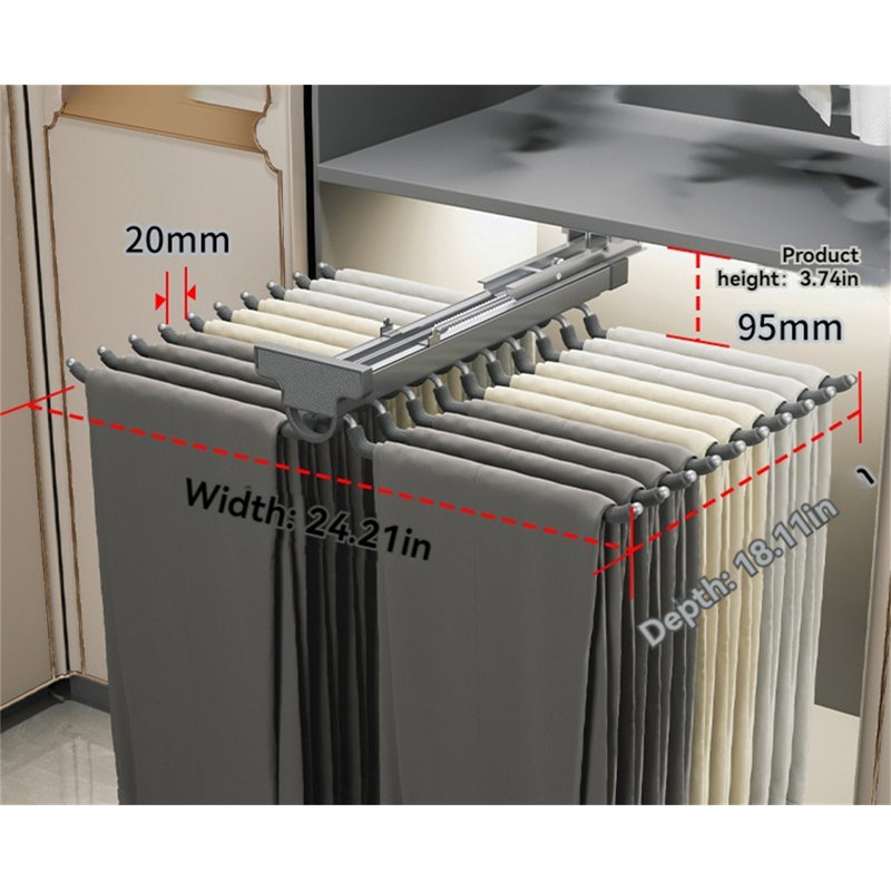 Support à pantalons coulissant à double rangée Maxhold, H 1,18 po x l 24,32 po x P 18,11 po