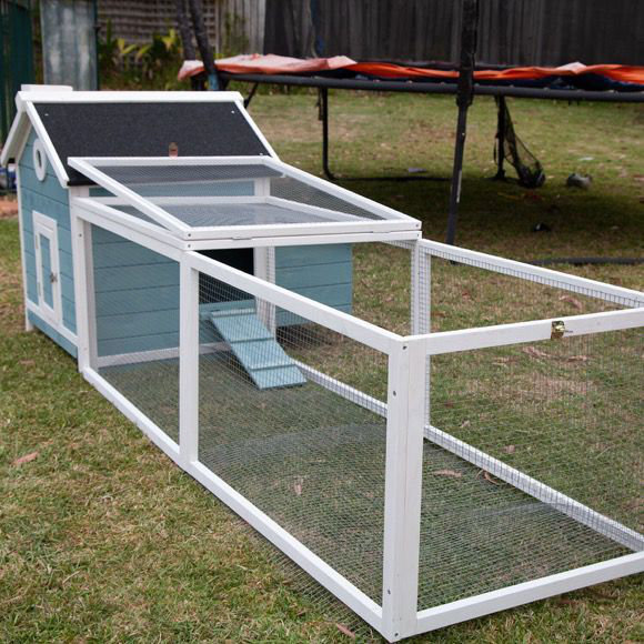 103" Garden Window Wooden Chicken Coop Rabbit Hutch Cage With Run And Nesting Box