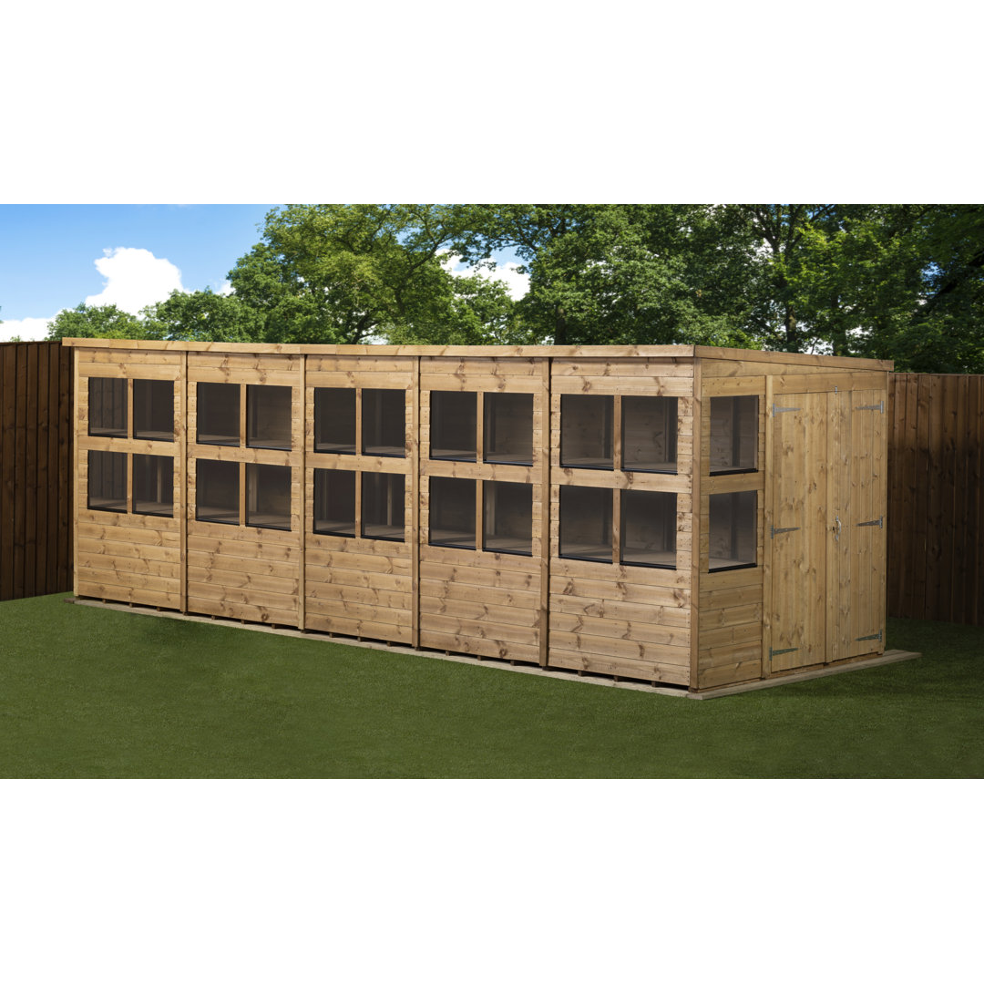 20 ft. W x 6 ft. D Solid wood Tongue & Groove Pent Garden Shed