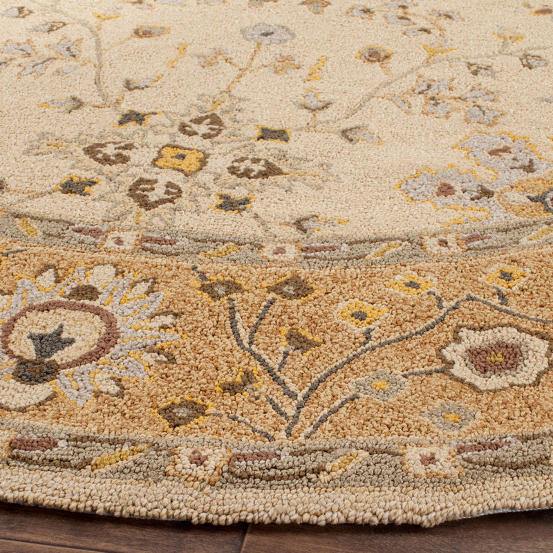 Tapis oriental ivoire / beige Amitola, Rond 6 pi