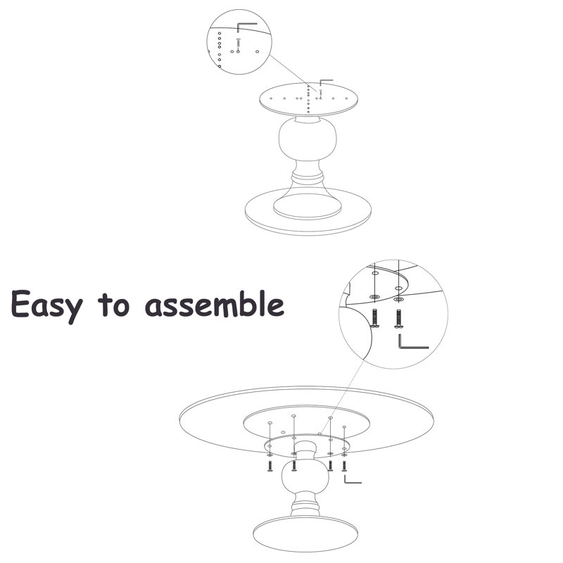 5PCS Round Dining Table Set For 4/6/8, Modern Kitchen Table With Lazy Susan And Solid Wood Base, 29.52"H x 59.05"L x 59.05"W