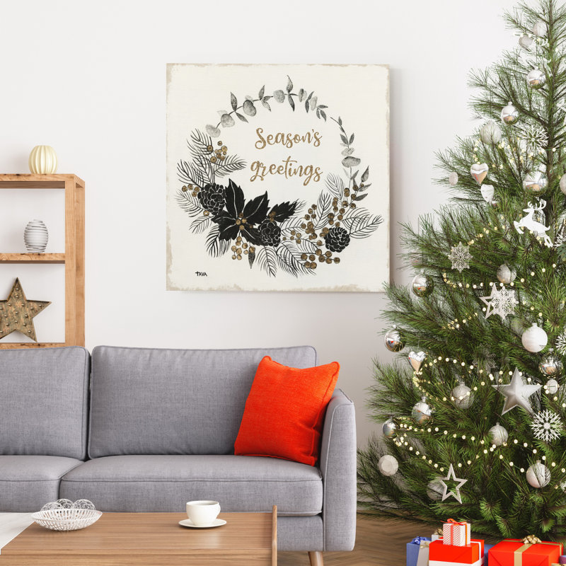 Seasons Greetings - reproduction d'art textuel sur toile tendue, H 16 po x l 16 po x P 1 po