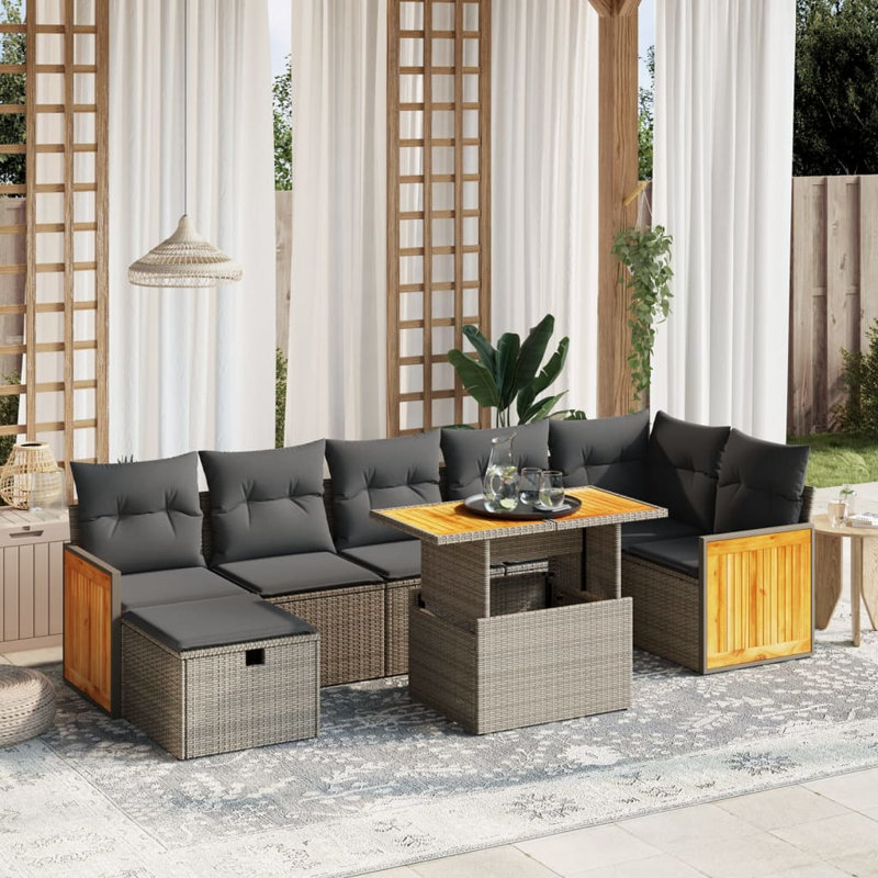 Ensemble de canapé de jardin Vidaxl Gris, gris foncé